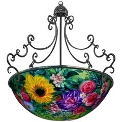 Signed M Darni "Floral Green" Chandelier