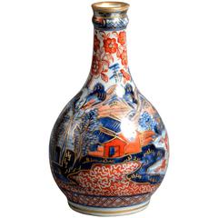 18th Century Clobbered Porcelain Bottle Vase