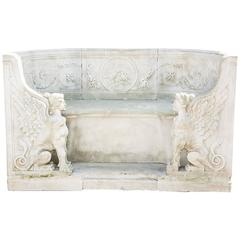 19th Century Neoclassical Marble Park Bench in Carrara Marble 8
