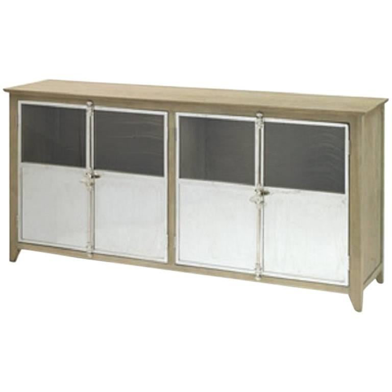 Wood and Stainless Steel Sideboard For Sale