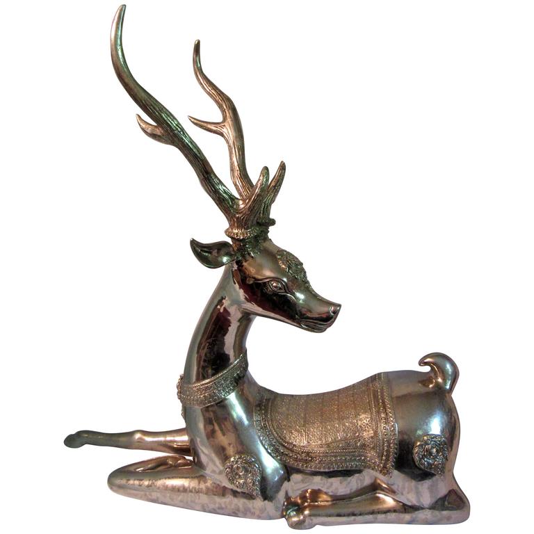 Metal Antique SilverStanding Deer main image 0