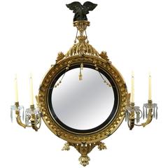 Antique Important 19th Century Regency Period Convex Mirror