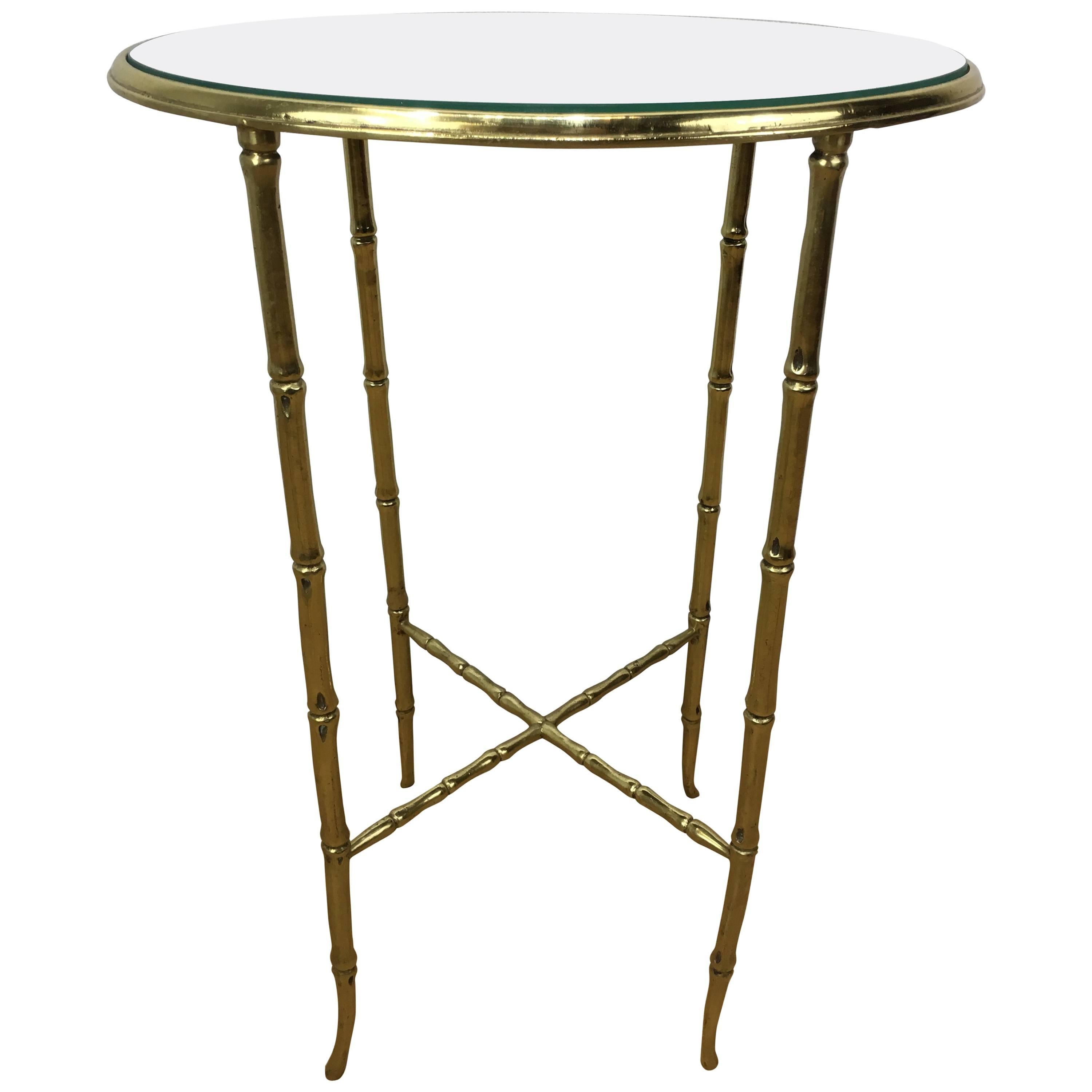 Elegant Bamboo Motif Brass Side Table