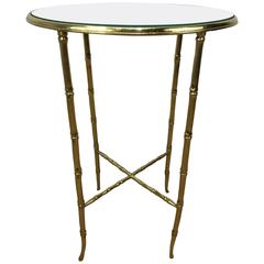 Elegant Bamboo Motif Brass Side Table