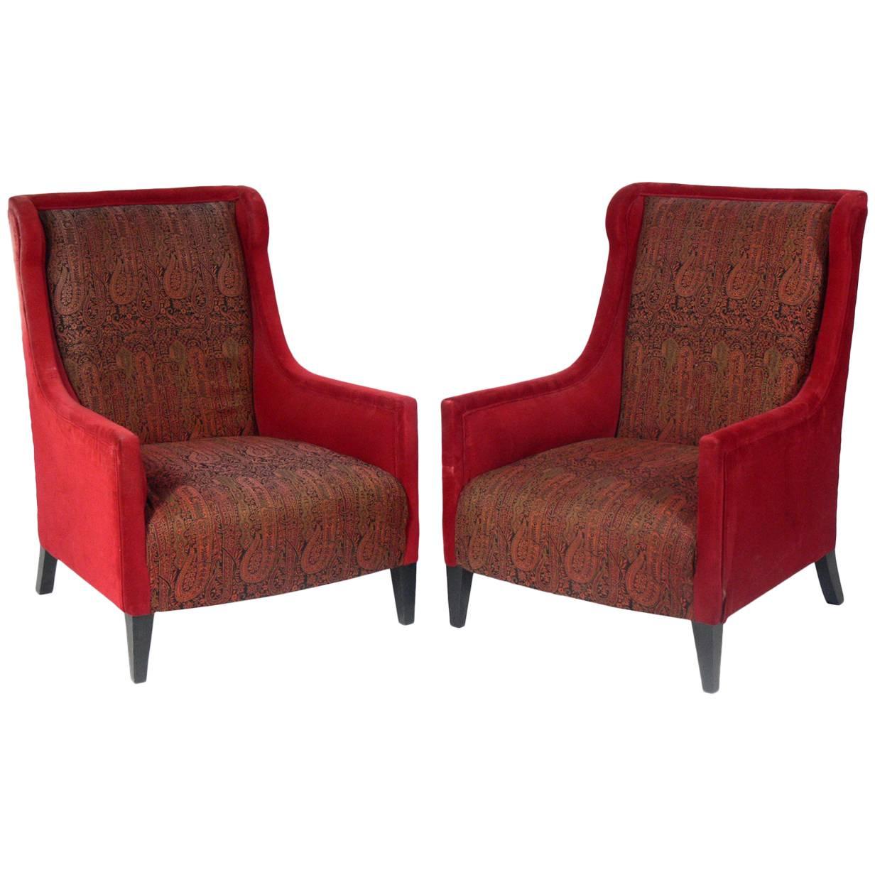 Pair of Modern British Wing Back Lounge Chairs by Andrew Martin