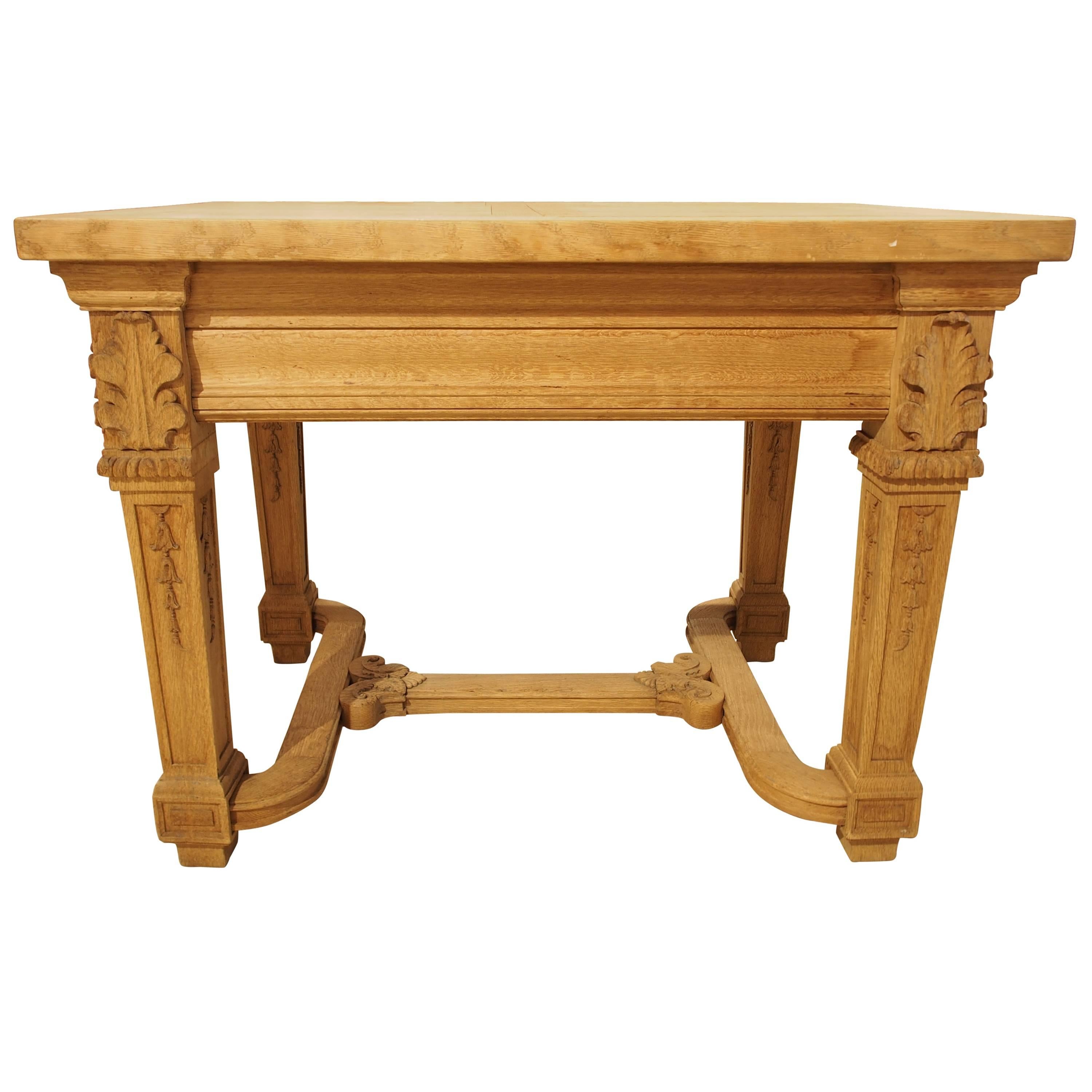 Carved Oak Writing Table Desk, circa 1900 For Sale