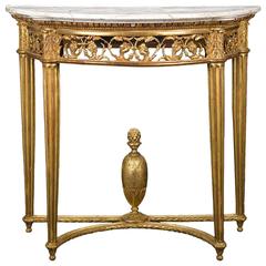 19th Century Louis XVI Style Giltwood Console Table