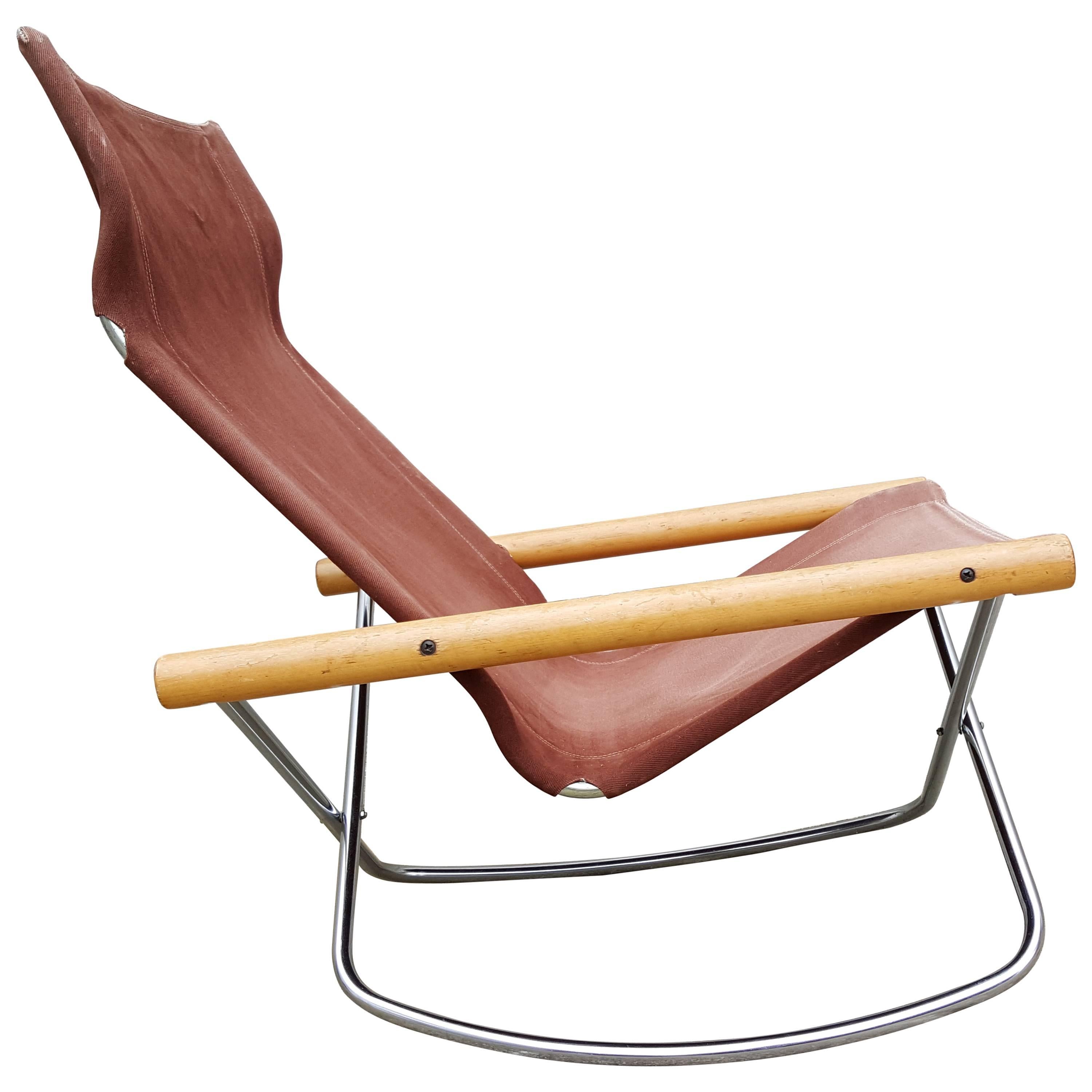 Folding Sling Seat Rocking Lounge Chair by Takeshi Nii