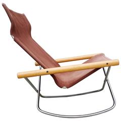 Retro Folding Sling Seat Rocking Lounge Chair by Takeshi Nii