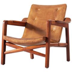 Early 1940s Kindt-Larsen 'Fireplace Chair' in Original Leather