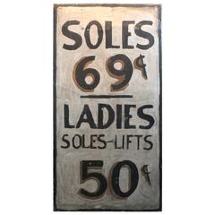 Painted Metal Folk Art "Soles" Advertising Sign