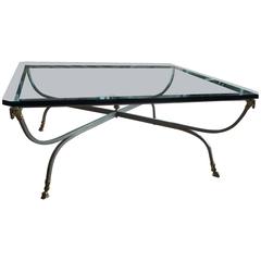 Beautiful Classically Inspired Steel and Brass Coffee Table