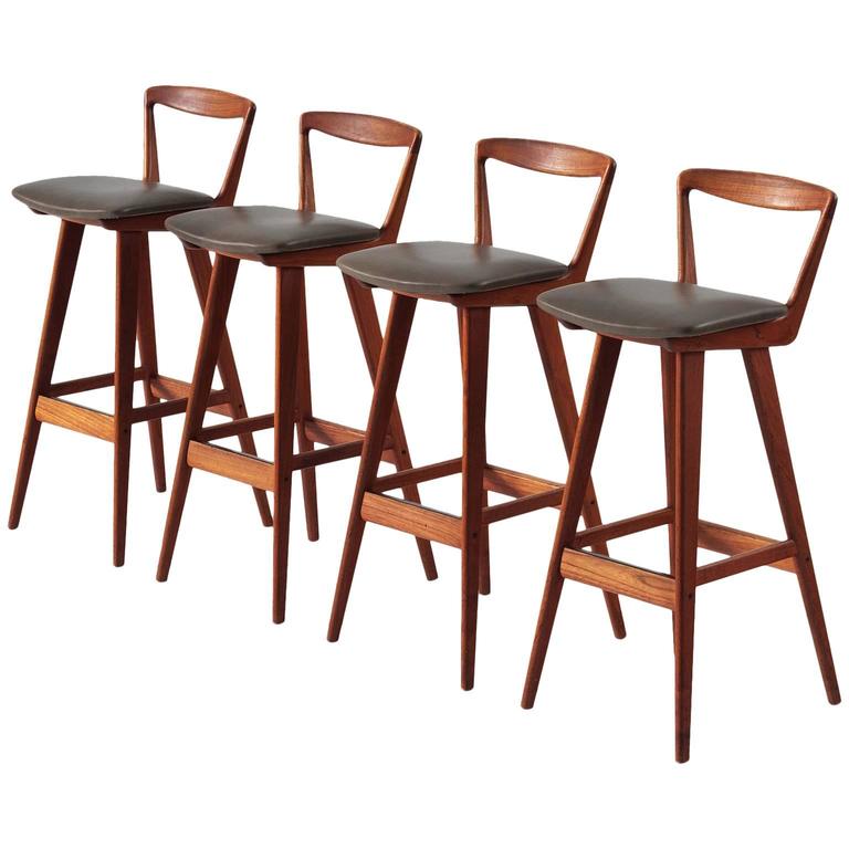 rosengren hansen set of four teak bar stools for brande møbelfabrik