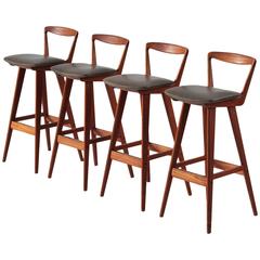 Rosengren Hansen Set of Four Teak Bar Stools for Brande Møbelfabrik