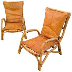 Pair of Comfortable Bamboo Easy Chairs, Anno 1970