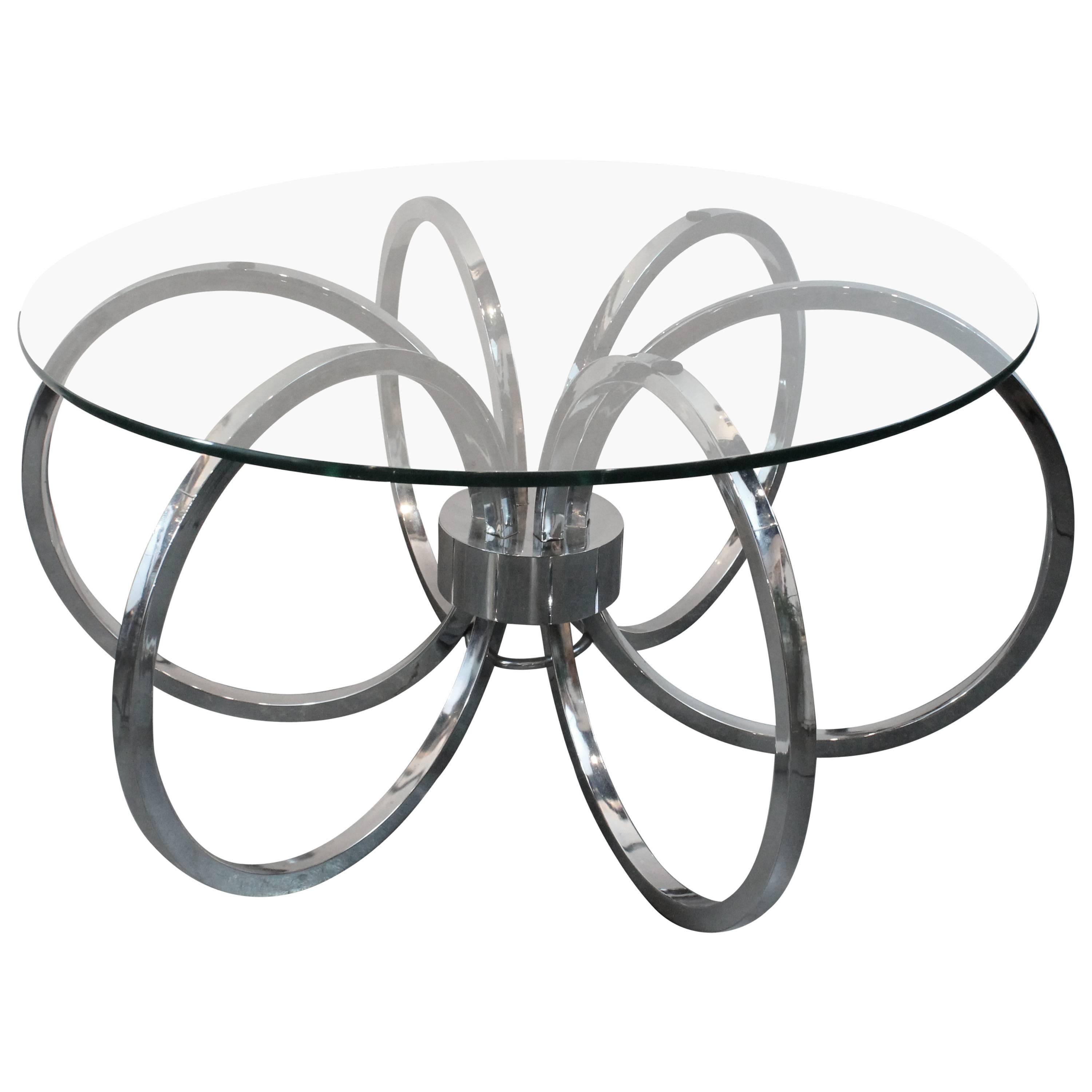 Mid-Century Chrome Sculptural Ring Cocktail Table For Sale
