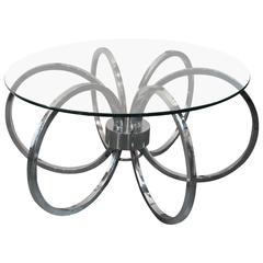 Mid-Century Chrome Sculptural Ring Cocktail Table