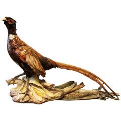 Majolica Pheasant Sculpture