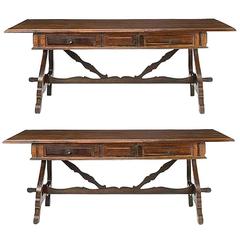 Pair of Portuguese Jacaranda Wood Trestle Tables, 19th Century 3