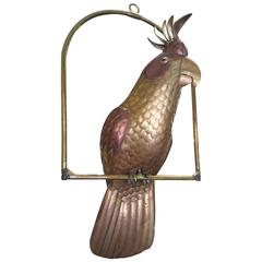 Large Brass and Copper Cockatoo by Sergio Bustamante, 1960s