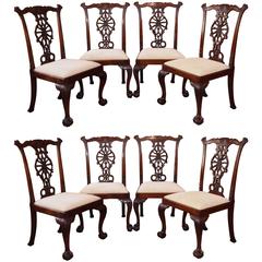 Set of Eight Antique English Chippendale Chairs