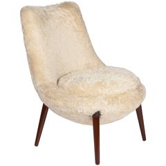 Vintage Occasional Chair in "Teddy Bear" Mohair Fabric, French, 1950s