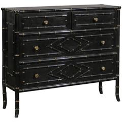 Mid-Century Faux Bamboo Lacquered Chest