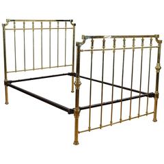 Antique Spanish, Sevilla, Brass and Iron Full Sized Bed, Late 19th-Early 20th Century