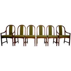 Milo Baughman for Directional Walnut Dining Chairs, Set of Six