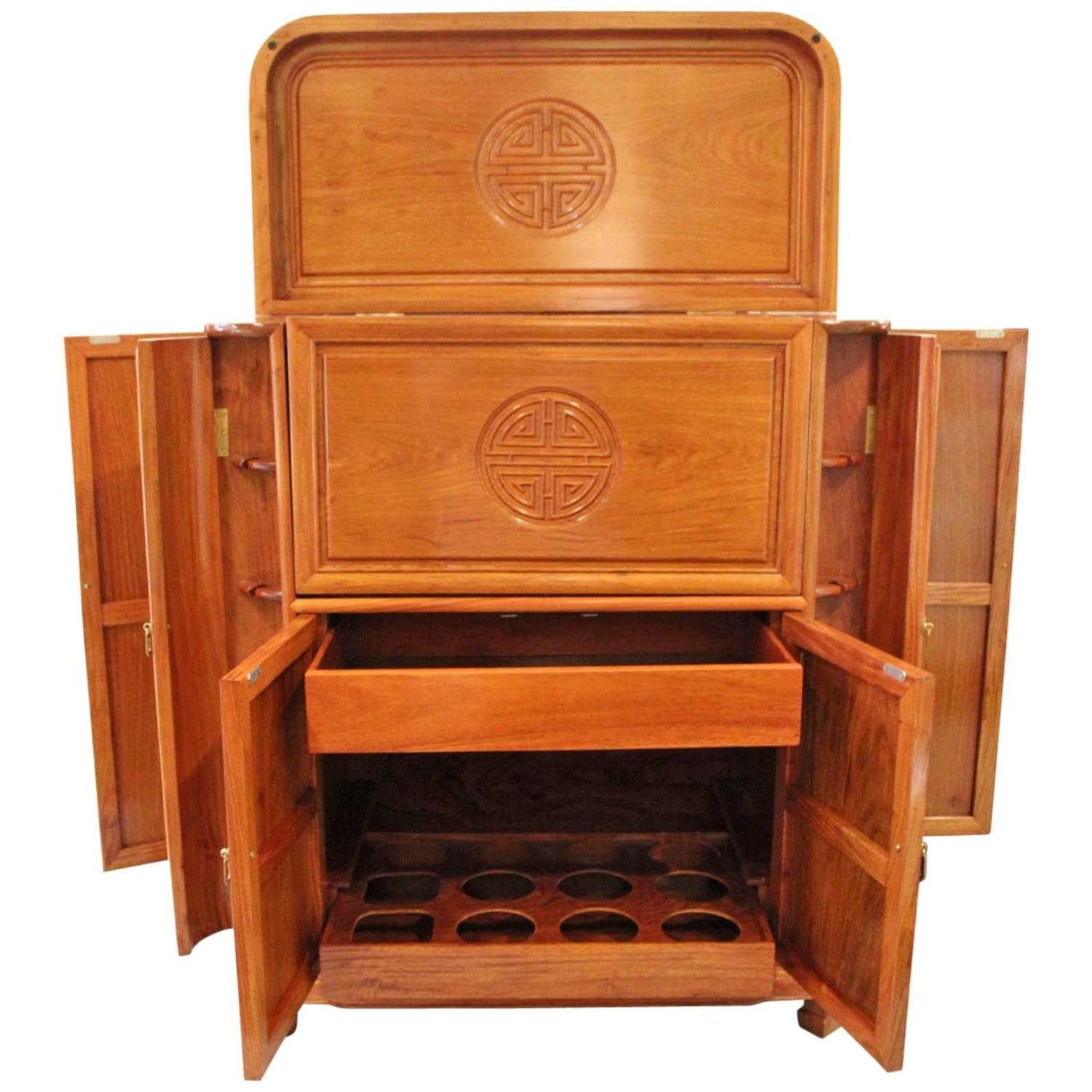 Carved Fruitwood Chinese Bar For Sale at 1stdibs