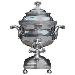 Vintage English Sheffield Tea Urn with Dolphin Head Spout, Circa 1810