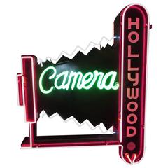 Hollywood Camera Double-Sided Neon Road Sign