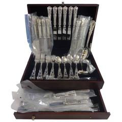 Barocco by Schiavon Italy Sterling Silver Flatware Service for 12 Set 77 Pieces