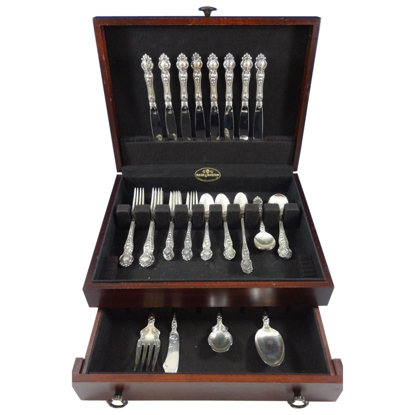 Gorgeous Violet by Wallace sterling silver flatware set - 52 Pieces. This set includes:

Eight knives, 8 3/4