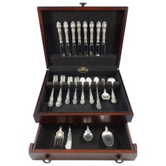 Violet by Wallace Sterling Silver Flatware Set for Eight Service 52 Pcs