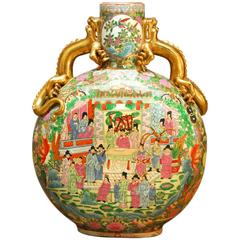 Chinese Famille Rose Moon Flask Vase