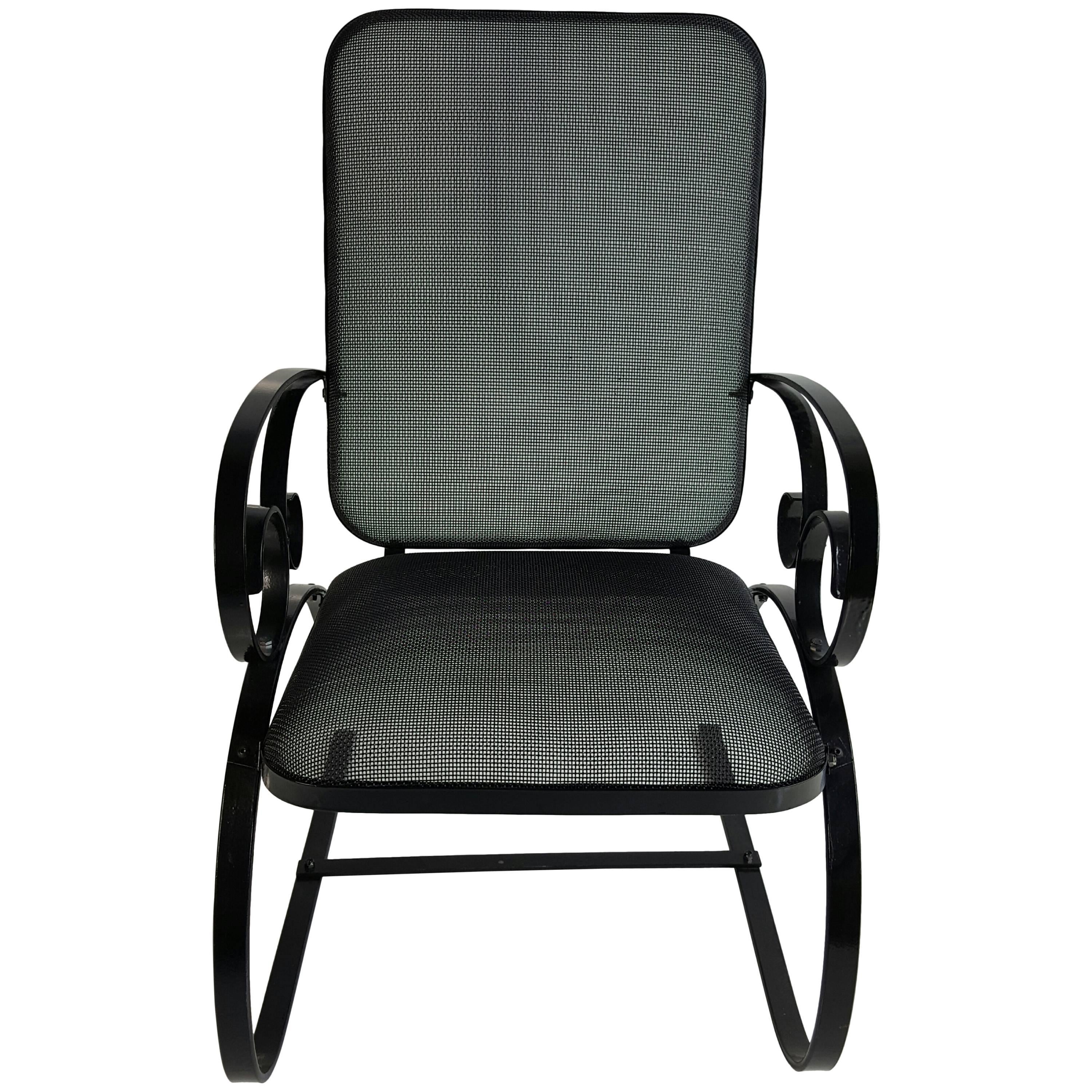 Amerikanischer Springer-Stuhl aus Mesh und flachem Stahl im Art déco-Stil, Garten im Angebot