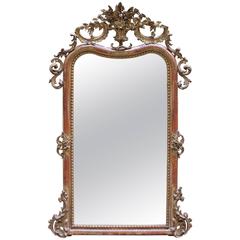 19th Century Louis XV Mirror with French Paint and Gilt