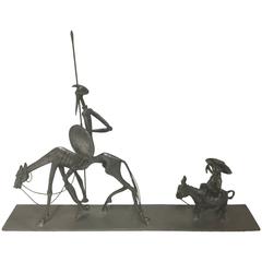 Signed Pewter Sculpture of Don Quixote by Noted French Sculptor Michel Laude