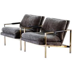 Milo Baughman Bronze Lounge Chairs