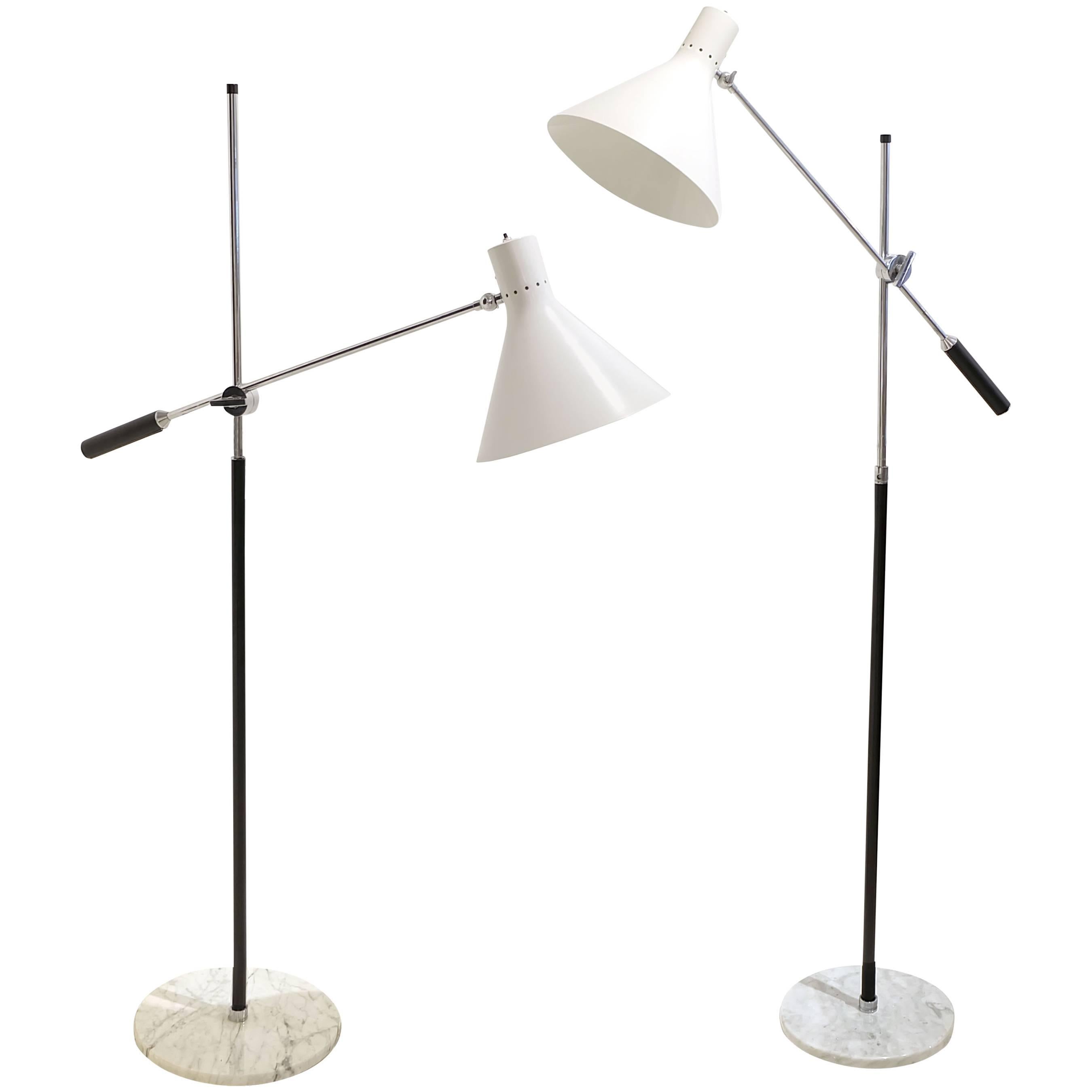 Pair of Arredoluce One Arm Floor Lamps