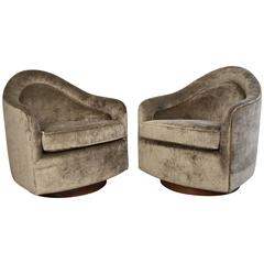Milo Baughman Pair of Swivel Chairs