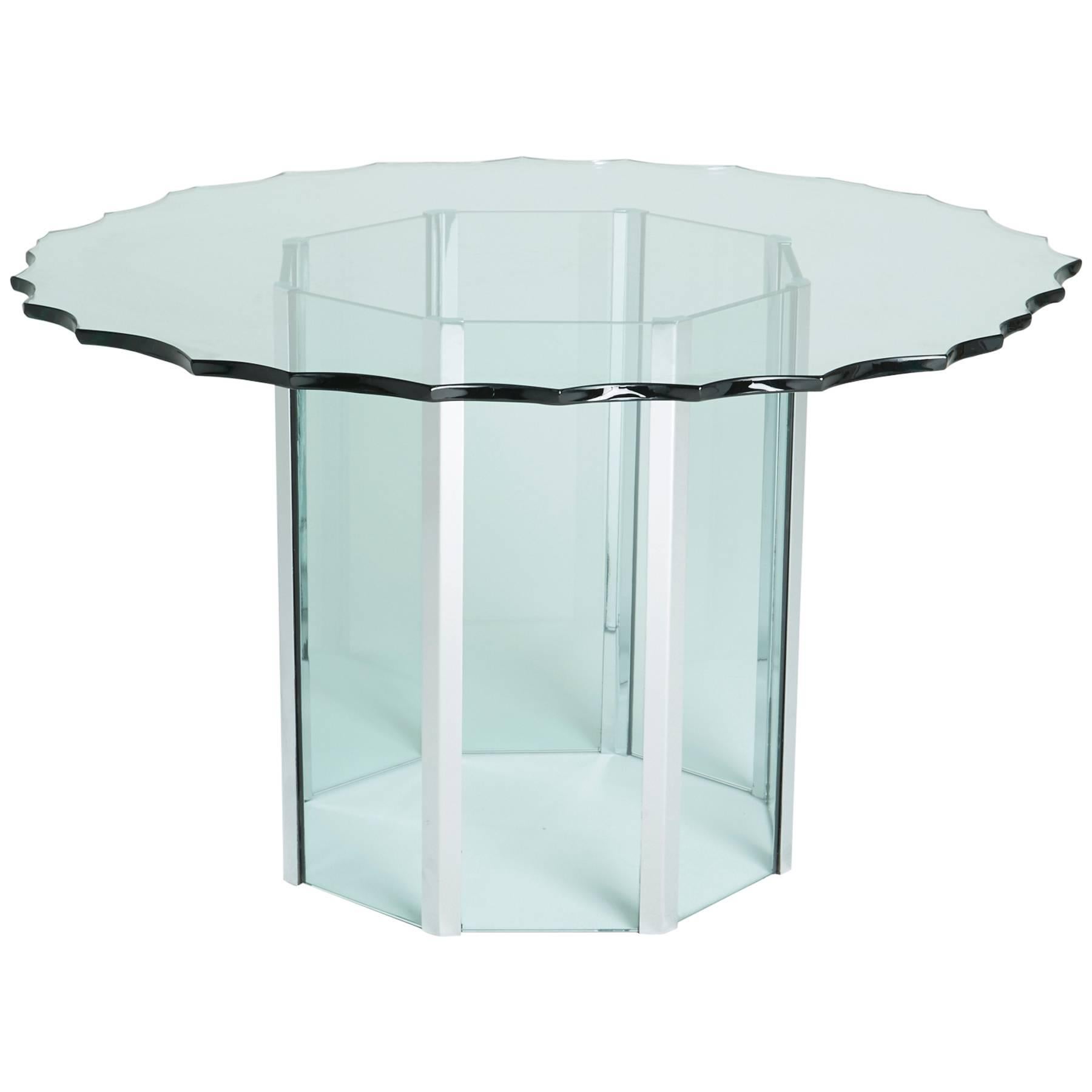 Pace Collection Custom 'Chipped Glass' and Chrome Table 