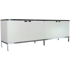 Florence Knoll Sideboard "Credenza 190" White Gloss with Black Marble Top