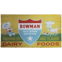 Large 1950s American Dairy Foods Sign