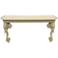 Vintage Gampel and Stoll Elephant Wall Console Table Desk Fretwork Chinoiserie