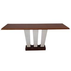 Exquisite Parchment and Exotic Macassar Ebony Console Table Attr to Dominique 9
