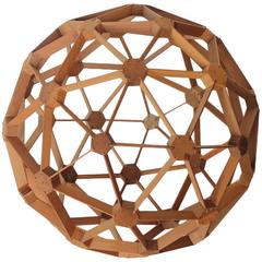 Large Mid-Century Wood Molecule Sphere Sculpture