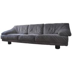 Saporiti Suede Three-Seat Sofa