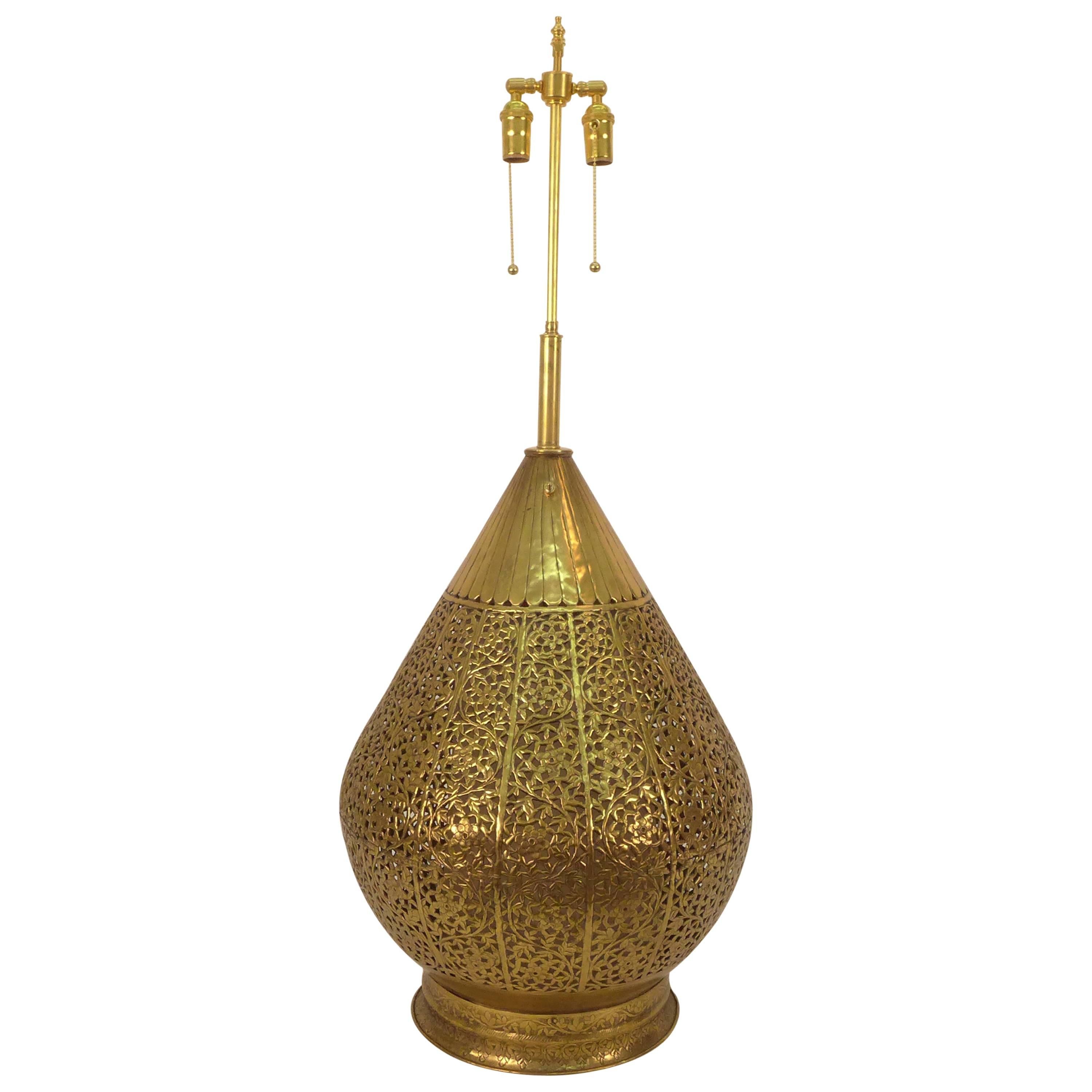 Monumental Brass Asian Lamp For Sale